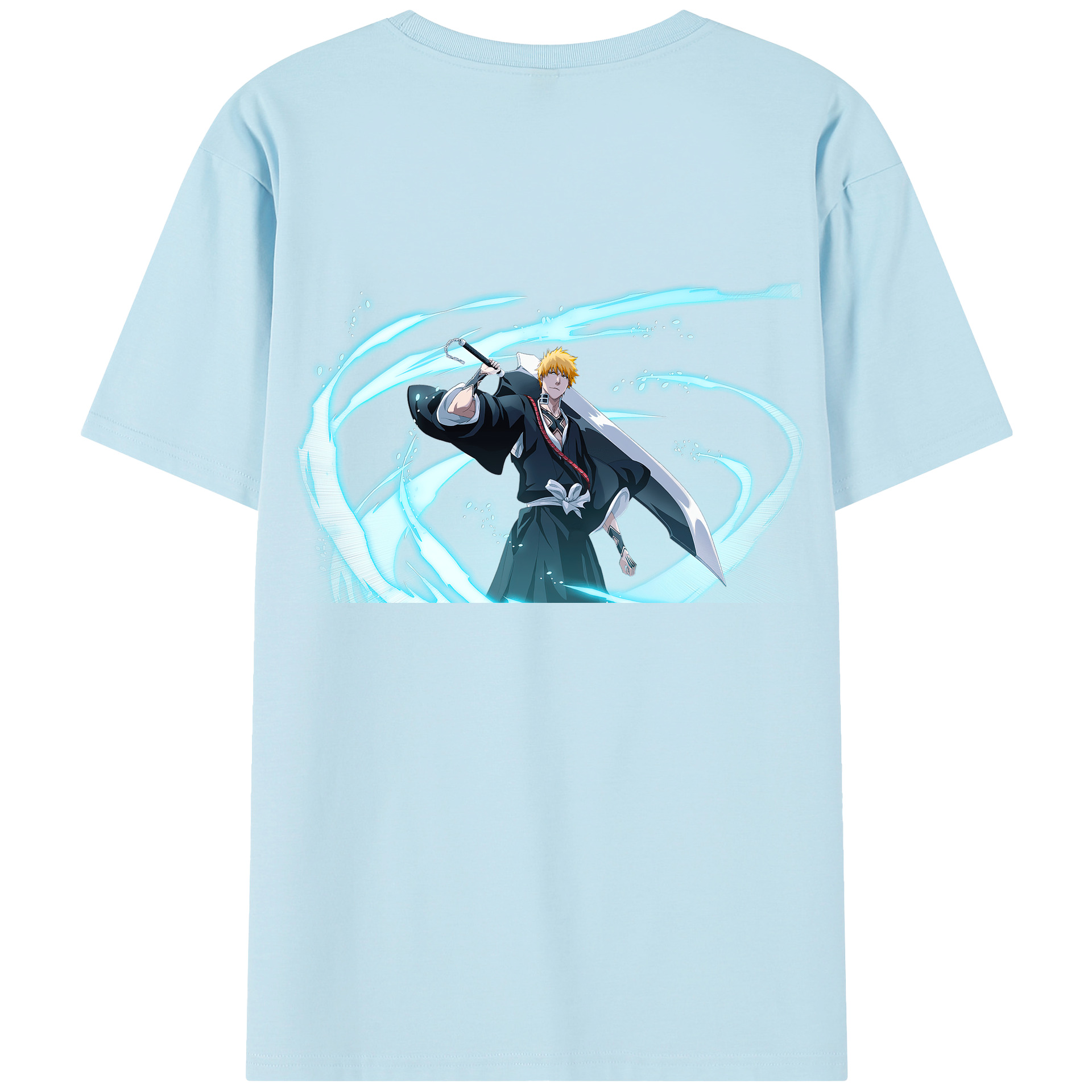 （画像用） ブリーチ 黒崎一護（くろさき いちご）BLEACH Kurosaki Ichigo 綿100％半袖Tシャツ（背面プリント）